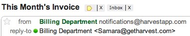 Invoice Email Address Details