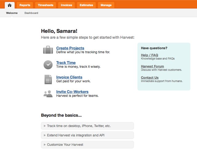 Harvest Welcome Page Harvest Welcome Page